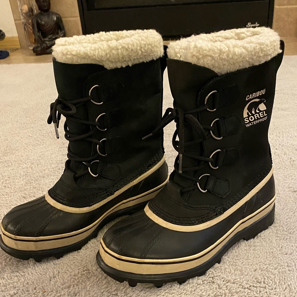 Sorel Black and Cream Winter Boots